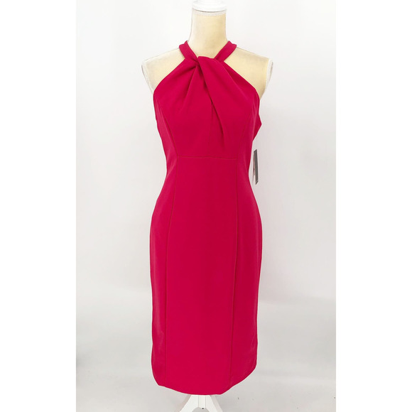 JULIA JORDAN Sheath Dress Size 8 Dragon Fruit Pink Halter Twist Sleeveless NWT - Picture 4 of 15